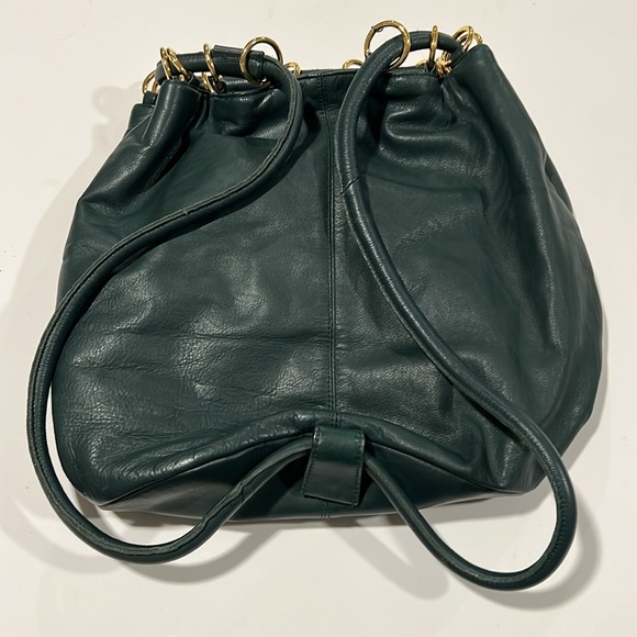 Bechamel- dark green leather bucket bag, backpack - Picture 2 of 9